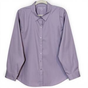 Coldwater Creek Lavender Button Front Shirt Plus 18 Cotton No Iron Long Sleeve